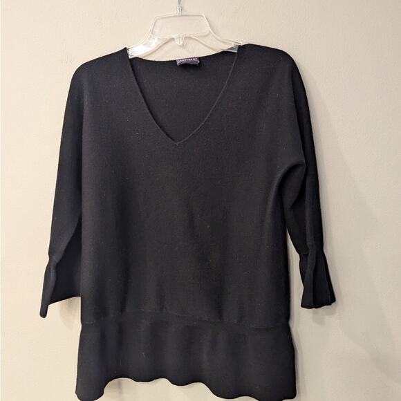 Longchamp Black Peplum Sweater in Size 44 (L to XL). In Excellent Preloved Cond. - Picture 2 of 6